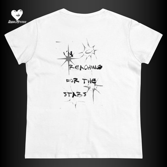 "I´M REACHING FOR THE STARS" T-SHIRT WEIß TAILLIERT