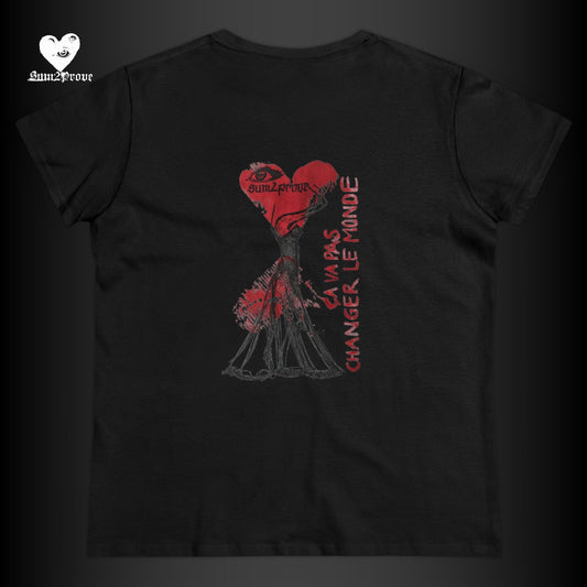 "CA VA PAS CHANGER LE MONDE" T-SHIRT SCHWARZ TAILLIERT